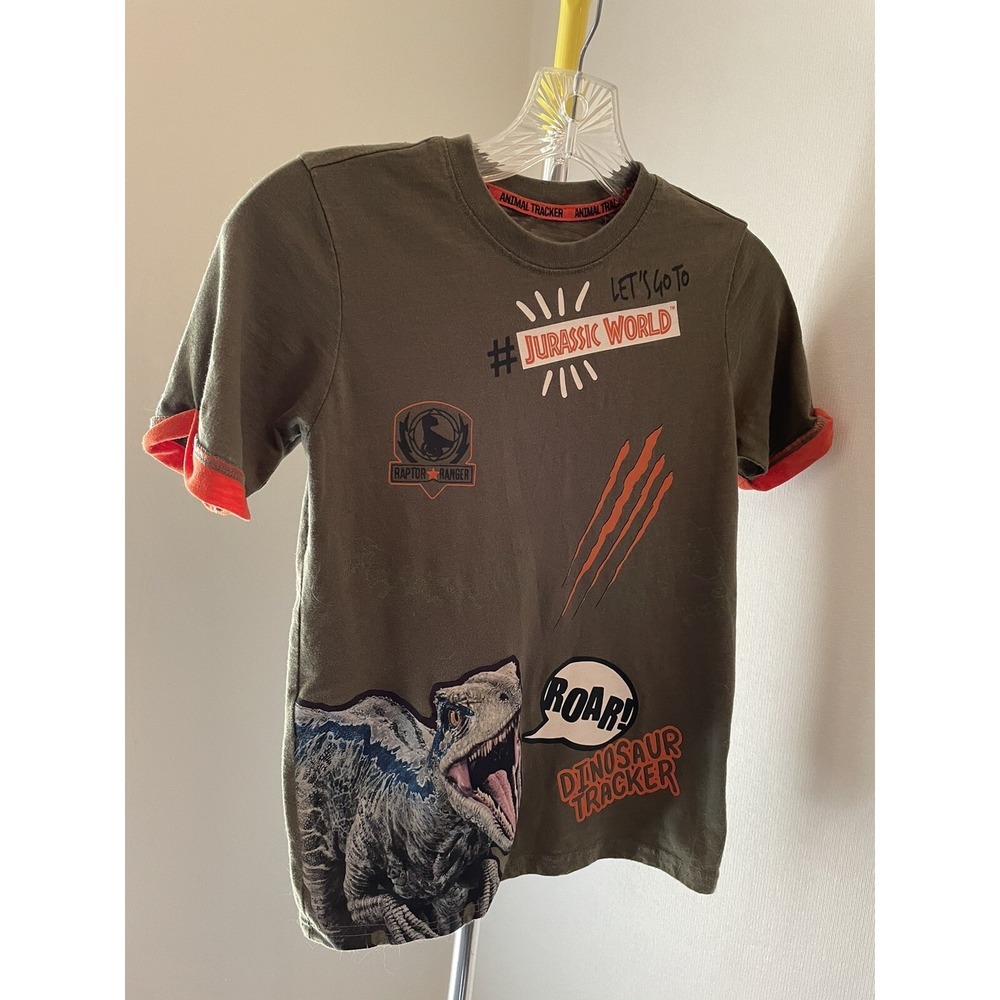 Jurassic World T-Shirt Roar Dinosaur Tracker‎ Raptor Ranger Green orange Kids M